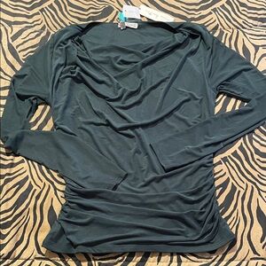 Nine Britton Elegant Dark Green Long Sleeve Top